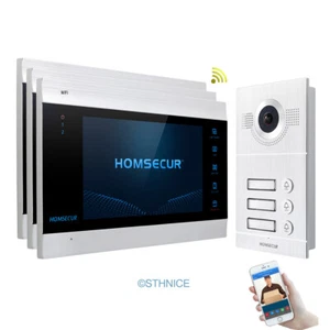 HOMSECUR WLAN Video Türsprechanlage Türklingel Überwachung 3 Familienhaus 170° - Bild 1 von 12