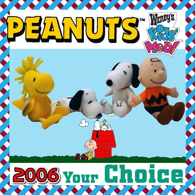 Wendy's 2006 PEANUTS PLUSH Charlie Brown WOODSTOCK Snoopy Beagle YOUR Toy CHOICE - Image 1 of 2