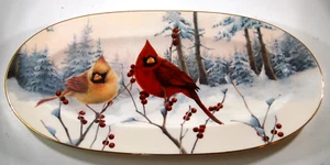 Vintage WINTER GREETINGS Scenic Lenox RARE Size Platter 14" x 7.25" In EXC! - Picture 1 of 2