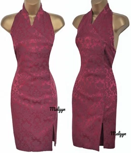 KAREN MILLEN ✩ STUNNING VINTAGE RED JACQUARD ORIENTAL STYLE MINI DRESS UK 12-14 - Picture 1 of 7