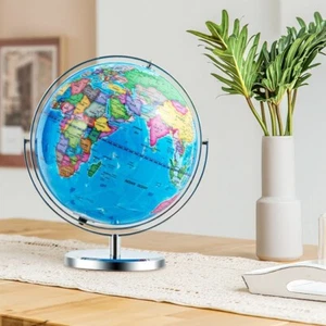 13" Illuminated World Globe 720 Degree Rotating Education Cartography Map W/ LED - Picture 1 of 12