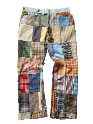 Винтажный Marnits на Marman лоскутное одеяло полиэстер загрузки вырез вязаные брюки 34 хиппи гольф 70-х - Изображение 1 из 4