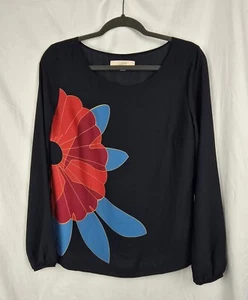 Prendas para el torso Ann Taylor Loft azul marino flor manga larga de gran tamaño para mujer talla XS - Imagen 1 de 7