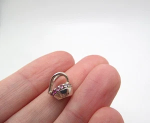 Chamilia LTD 2010 925 Sterling Silver Magenta Pink Sparkling Stone Charm - Picture 1 of 8