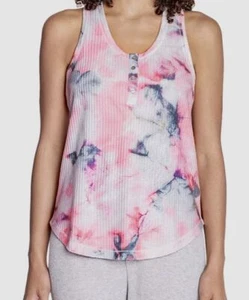 $52 PJ Salvage Women White Pink Lined Sleepwear Marble Blurred Tank Top Size L - Picture 1 of 3