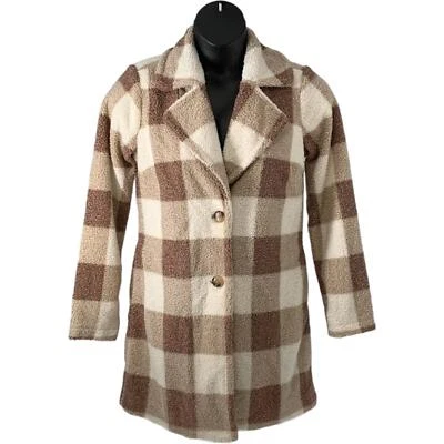Abrigo de peluche Joan Rivers Buffalo Check Sherpa color topo Foto 1 de 3