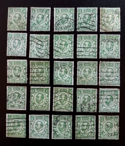 25 KING GEORGE V 1/2d GREEN DEFINITIVE STAMPS - Picture 1 of 2