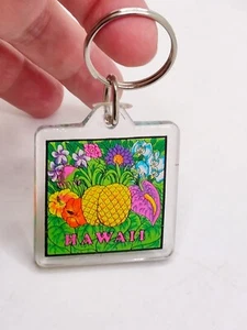 Vintage Hawaii Ananas Neon Bunt Karte Souvenir Schlüsselanhänger Kunststoff 80er - Bild 1 von 5