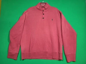 Vintage Polo Ralph Lauren Men’s XLarge Red Mock Neck Sweater 1/4 Button - Picture 1 of 18