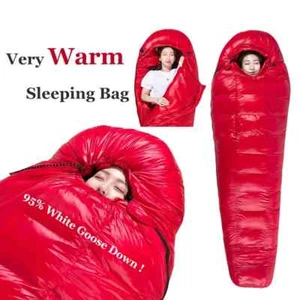 95% White Goose Down Sleeping Bag Camping Sleeping Bag Goose Down Filled Mummy - Picture 1 of 44