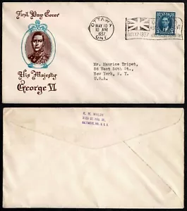 1937 Canada FDC – Coronation of King George VI – Ottawa to USA - Picture 1 of 3