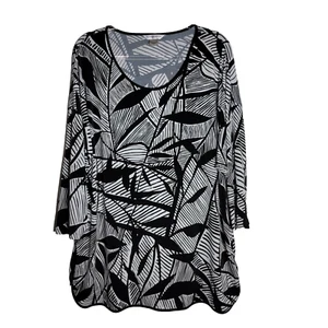 Allison Daley Black Tunic Top Plus Size 2X Slit Sleeve Stretch Pullover - Picture 1 of 6