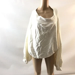 Boohoo Women’s Plus Slash Neck Balloon Sleeve Sweatshirt Size 16 Ivory Pullover - Picture 1 of 7