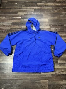 VINTAGE Adidas Jacket Women Small Blue Black Windbreaker Track Coat Ladies 90s - Picture 1 of 6