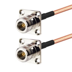 N Jack 4 Hole to Female Flange Panel Mount Jumper Paitail cable RG142 Coax 92cm - Picture 1 of 4