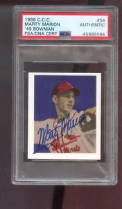 1988 C.C.C. 1949 Bowman RP #54 Marty Marion AUTO SIGNED Autograph Card PSA/DNA - Picture 1 of 2