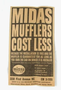 1963 Print Ad Clipping Midas Schalldämpfer kosten weniger Werbung - Bild 1 von 2