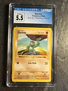 1999 Pokémon Base Set Shadowless Machop 52 /102 CGC 5.5 Excellent+ Wizards Rare - Picture 1 of 14