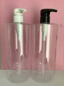 4 x 1 Litre Clear PET Plastic Bottles Black White Lotion Pumps FREE POST - Picture 1 of 5
