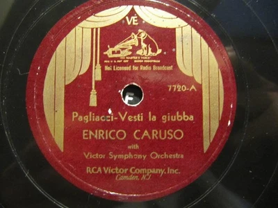 CURTAIN LABEL 1932 CARUSO Pagliacci Vesti La Giubba/ Marta m'appari VICTOR 7720 Foto 1 de 2