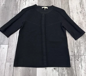 Maje schwarzes Oberteil Pullover leichter Strick 3/4 Ärmel Gr. 1 Small klassisch Viskose - Bild 1 von 24