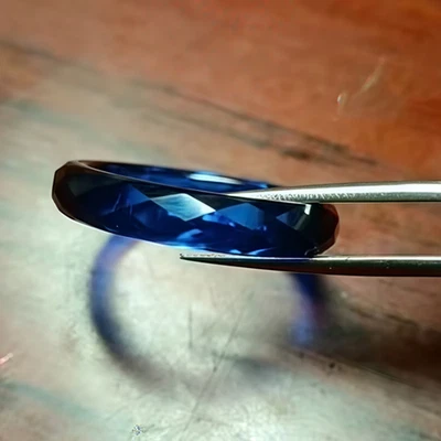 Blue Sapphire High Quality Ring, Lab-Created AAAA+ Corundum Sapphire Ring - Image 1 of 4