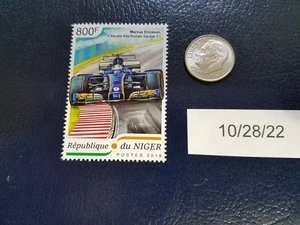 Marcus Ericsson Formula 1 Race Car Driver 2018 Republique du Niger Stamp - Picture 1 of 1