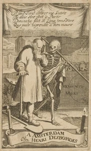 Memento Mori, Alter Mann und Tod, um 1712, Kupferstich Unbekannt (18.Jhd) - Bild 1 von 4