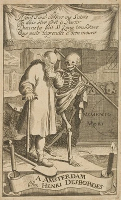 Memento Mori, Alter Mann und Tod, um 1712, Kupferstich Unbekannt (18.Jhd) - Bild 1 von 4