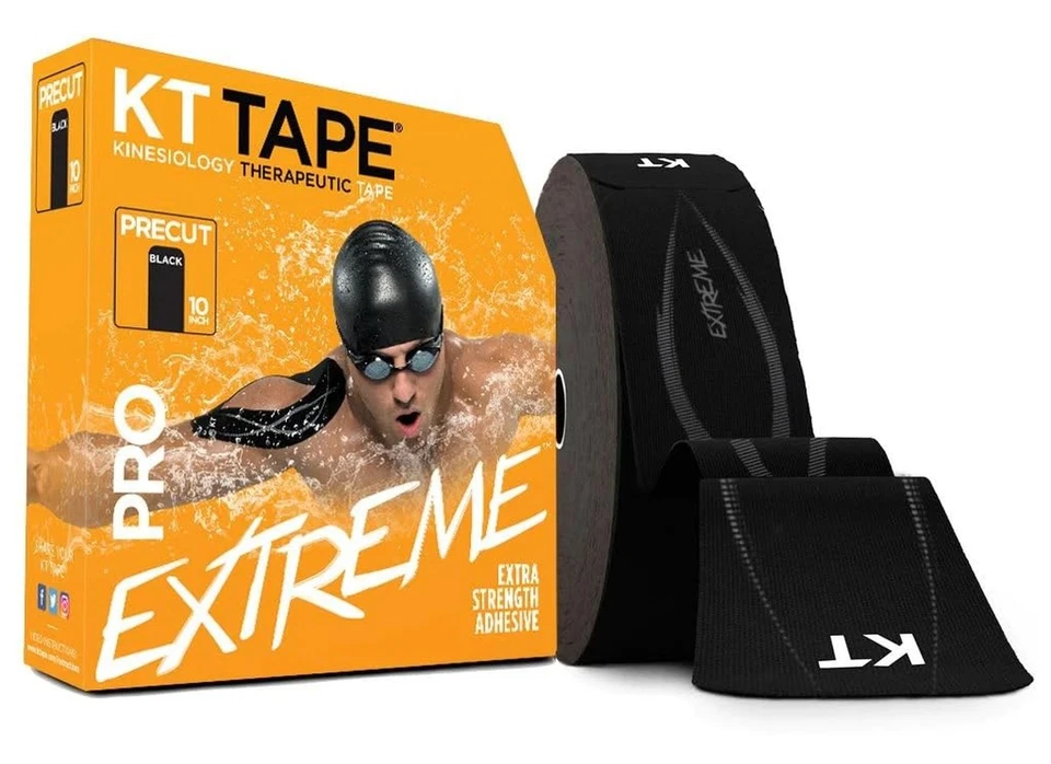 KT Tape Pro Extreme Kinesiology Jumbo 150 Precut 10 Inch Strips Black