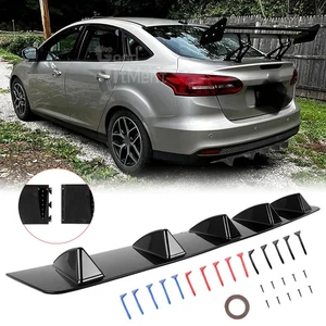 For Ford Focus RS ST Rear Bumper Diffuser Lip Shark Fins Spoiler Splitter Wing - Foto 1 di 20