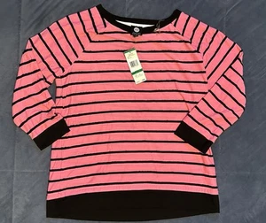 Camiseta deportiva Jones New York rosa a rayas talla grande - Imagen 1 de 6