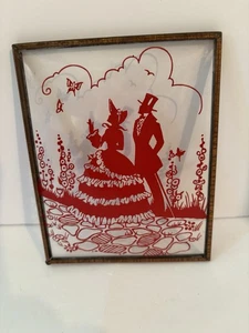 Konvexes Blasenglas rote Silhouette Rückseitenfarbe, Paar - Bild 1 von 3