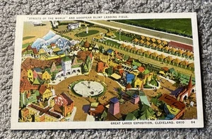 Ohio postcard Cleveland Great Lakes Exposition Goodyear Blimp Landing Field O - Picture 1 of 2
