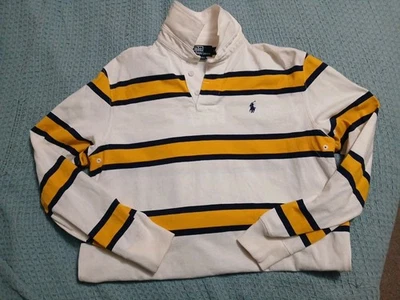 Vintage 1990s Striped POLO Ralph Lauren Rugby Shirt Rubber Buttons Size S EUC! - Image 1 of 4
