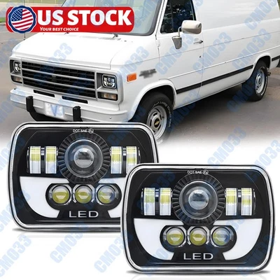 For Chevrolet Astro Express Cargo Van Newest Pair 7x6" LED Projector Headlights - Image 1 of 4