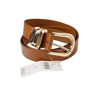 Anthropologie Women 100% Genuine Leather Structured Belt Honey Size Small NWT - Picture 1 of 6