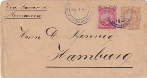 1894 BOLIVIEN gemischt 1+10c Wappen gebunden COCHABAMBA an Deutschland - Bild 1 von 2