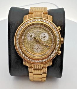 ICETIME Damen Armbanduhr Gold Icetime Platin Diamant 37mm Gehäuse - Bild 1 von 17