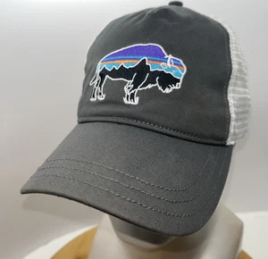 Patagonia Hat Cap Snapback Gray Grey White Fitz Roy Buffalo Bison Trucker - Picture 1 of 11