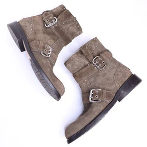 JIMMY CHOO Blyss Studded Suede Booties Brown Ankle Moto Boot Women's 36/US 6 - Picture 1 of 8