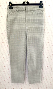 WHBM Size 0P The Slim Ankle Comfort Stretch Pants White & Black Polyester/Elasta - Picture 1 of 10