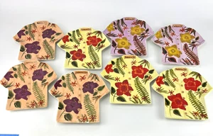 Set of 8 Jamaica Joe Hibiscus Shirt Appetizer Snack Plates - Picture 1 of 11
