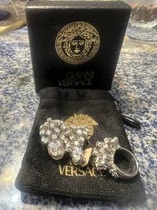 Gianni Versace very rare Vintage Swarovski Crystal Set Ring And Earrings - Picture 1 of 12