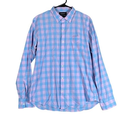 Bonobos Mens Shirt Blue Pink Gingham Slim Fit Button Down Long Sleeve Large - Image 1 of 4