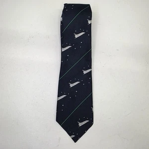 Smithsonian Institution Columbia Space Shuttle Blue Necktie Silk Poly Blend Vtg - Picture 1 of 6