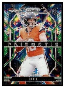 Prizm Prizmatic Green Wave 11 Bo Nix Rookie RC 2024 Denver Broncos - Imagen 1 de 2