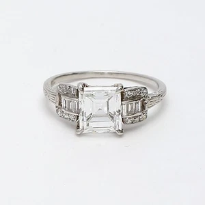 2.24 Carat Asscher Cut Shape D-IF Diamond Platinum Art Deco Ring - Picture 1 of 8