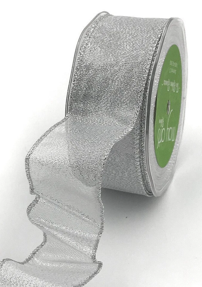 May Arts 1.5 Inch Metallic Silver Ribbon - 30 Yds  - Image 1 of 1