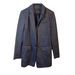 Banana Republic Women's Navy Blue Tweed Blazer Jacket Size 10 Wool Blend - Picture 1 of 6